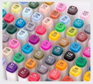 Wholesale 12/<b>18</b>/24/36/48/60/80 Color Double-headed Oblique Tip 6mm Permanent Ink PP Alcohol Oily Marker Pens - Product Image 3