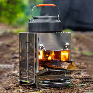 Mini Estufa de <span class=keywords><strong>Leña</strong></span> Plegable para Exteriores, Barbacoa de Acero Inoxidable, Parrilla de Carbón para Camping <span class=keywords><strong>y</strong></span> Picnic - Product Image 4