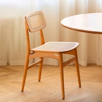 Chaise de salle à manger en rotin et bois massif de style japonais - Design tendance inspiré d'Instagram pour la maison, les restaurants, les balcons