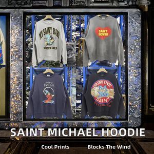 Saint Michael Crew Áo chui đầu cổ điển hoạt hình Áo Hoodie Nam Chất lượng cao 100% cotton lông cừu giữ ấm thời trang dạo phố - Product Image 2