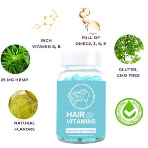 Label pribadi dewasa Biotin Multivitamin kolagen pertumbuhan rambut seng kuku dukungan 100% permen Gummy alami - Product Image 6