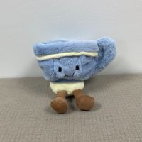Nouvelle édition limitée London : Poupée en peluche courte bleue théière et tasse à thé, cadeau décoratif, rembourrage en coton PP, 31cm-50cm, 14 ans et plus