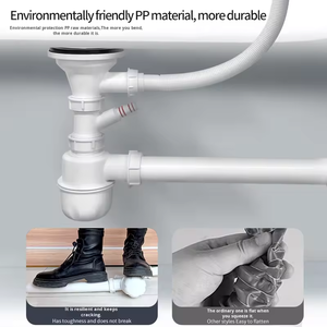 Évier de cuisine blanc en plastique avec égouttoir, filtre et siphon de vidange avec tuyau flexible pour lave-vaisselle - Product Image 6