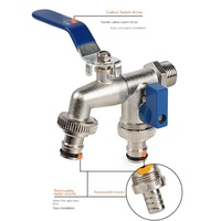 Robinet de cuisine manuel en alliage de zinc pour jardin extérieur, double sortie d'eau, structure à double commande angulaire, débit de 6000 GPD