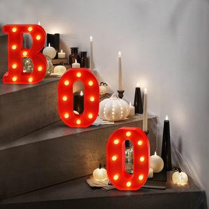 ไฟตกแต่งฮาโลวีน พลาสติก LED ตัวอักษรเรืองแสง BOO ป้ายปาร์ตี้สุดหลอน ไฟประดับตกแต่งสำหรับเทศกาล ใช้พลังงานจากแบตเตอรี่ - Product Image 4