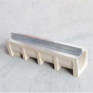 Canal d'évacuation d'eau <span class=keywords><strong>extérieur</strong></span> Drainage de gouttière en résine de <span class=keywords><strong>PVC</strong></span> Canal d'évacuation préfabriqué en forme de U avec couvercle en acier inoxydable - Product Image 1