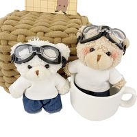 Mignon mini peluche poupée lunettes ours en peluche porte-clés blanc T-shirt jean ours en peluche animaux en peluche jouets porte-clés belles filles cadeau