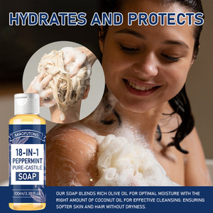 Savon liquide pur à la menthe poivrée <span class=keywords><strong>18</strong></span> en 1, huile de coco, huile d'olive, multi-usages, lavage du corps, du visage et des mains, 100 ml, OEM ODM - Product Image 2