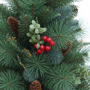 Sapin de Noël Artificiel pour Décoration Intérieure avec Baies et Cônes de Pin - Arvores De Natal Arbol De Navidad - Product Image 5