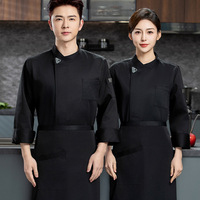 Uniformes de travail en twill à manches longues pour hommes et femmes, vestes de chef pour restaurants et hôtels