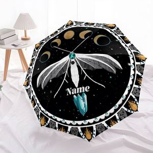 1 pièce, sans MOQ, parapluie pliant personnalisé motif Phases de Lune et Papillon, avec nom personnalisé, cadeau en cristal, commande unique, Ombrello Personalizzato - Product Image 3