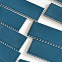 Carreaux de céramique 3D concaves architecturaux, couleur vert-bleu profond, brillants, sculpturaux, pour murs d'hôtels, décoration murale moderne de luxe