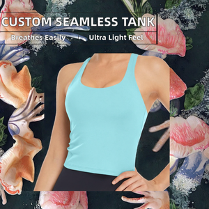 เสื้อกล้ามผ้าแคนวาสแบบสั้นด้านหน้าสำหรับผู้หญิง ปรับแต่งได้ตามต้องการ ระบายอากาศได้ดี น้ำหนักเบา สีพื้น ไร้ตะเข็บ เหมาะสำหรับเล่นกีฬา โยคะ และฟิตเนส - Product Image 2