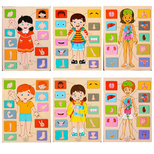 Jouet éducatif en bois, puzzles corporels, jouet de reconnaissance de la structure <span class=keywords><strong>du</strong></span> corps, entraînement à la pensée, jouet cognitif sur les organes humains pour enfants - Product Image 1