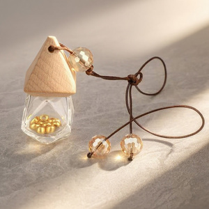 Manufacture Hang Wooden Cap Mini Car Air Freshener Essential Oil Aromatherapy Empty Fragrance <b>Bottle</b> 5ml 6ml 7ml 8ml 10ml 15ml - Product Image 3