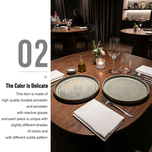 Piatto in Ceramica <span class=keywords><strong>Gialla</strong></span> Reattiva Stile Nordico con Bordo Organico Texturizzato, Piatto da Cena in Porcellana per Ristoranti, Hotel e Tavole di Alta Cucina - Product Image 4
