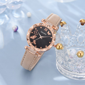 Montre à Quartz avec Cadran Analogique Affichage Charme Bracelet en PU 5 Pcs Ensemble Montre Femmes Bague Collier Boucle D'oreille Kit dans une Boîte <span class=keywords><strong>Cadeau</strong></span> - Product Image 6
