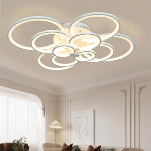 Nouveau Style Acrylique Anneaux Moderne Plafonnier Salon Cercle Trois Couleurs Dimmable Led Plafonniers - Product Image 2