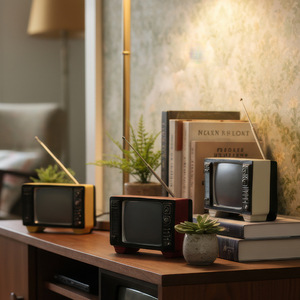 Ornements radio-télévision rétro nostalgiques de style européen en résine, motif paysager, couleur changeante, Art Déco, décoration intérieure pour salon - Product Image 4