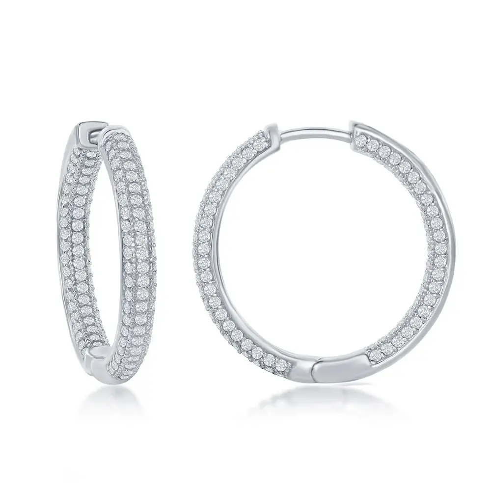 Best Selling Luxury Zirconia Big Round Hoop Earrings Shiny Micro Pave Circle Baroque Pearl Jewelry Wedding Bridal Earring