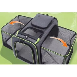 Sac de transport extensible pour animaux de compagnie, approuvé par les compagnies aériennes, avec poches en filet, bandoulière et coussinets lavables - Pour 2 chats, chatons - Product Image 2