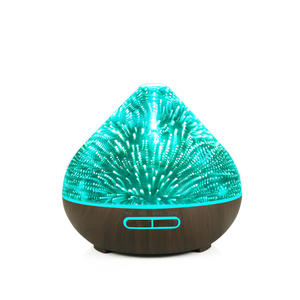 Difusor de Aroma Creativo 3D de Vidrio con Base de Madera con Acabado Ligero, Humidificador de 0.5L de Capacidad para Uso en el Hogar y la Oficina - Product Image 1