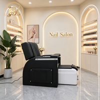 Fauteuil de pédicure noir moderne, mobilier de salon de luxe, fauteuil de spa pour les pieds, fauteuil inclinable pour manucure avec bain à remous