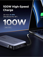 UGREEN Nexode Power Bank 20000mAh 145W Charge rapide avec câble USB C intégré, chargeur portable pour ordinateur portable 3 ports