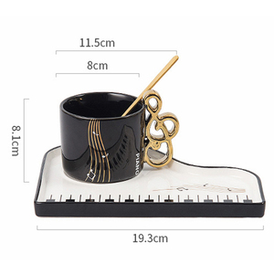 2023 nouveau design tasses en porcelaine piano <span class=keywords><strong>tasse</strong></span> à café en céramique et soucoupe avec poignée en or - Product Image 6