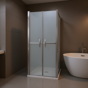 Puerta de Ducha Transparente ESG de 33.9x74.8 Pulgadas con Marco Plateado, Vidrio Templado, Diseño Minimalista con Bisagras - Product Image 2