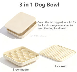2025 novo design geometria salpicado efeito quadrado silicone cão lento alimentador tigela - Product Image 2