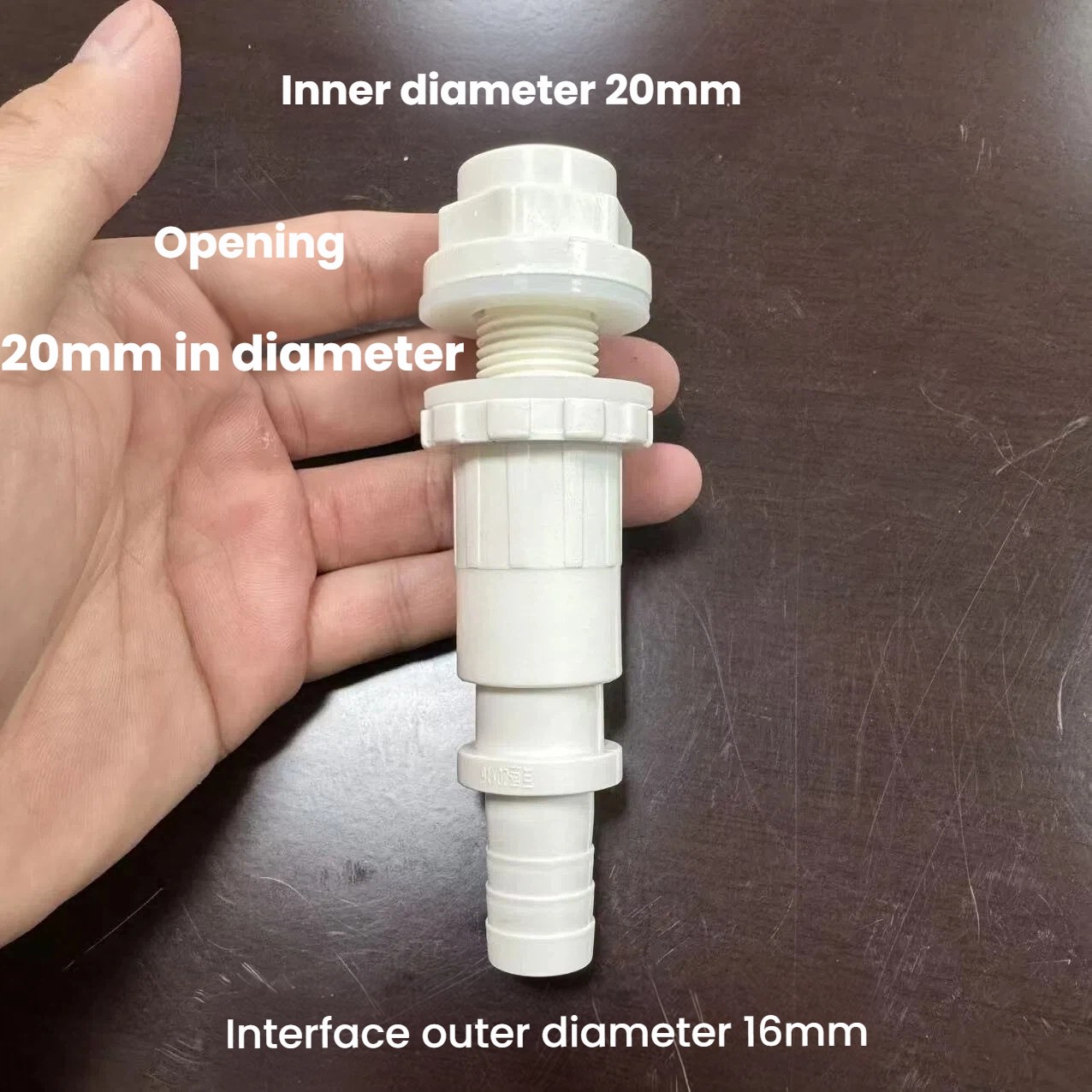 เส้นผ่านศูนย์กลางรูสีขาว 20 มม. เส้นผ่านศูนย์กลางภายนอกของบาร์บ 10 มม.