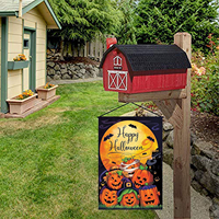 Drapeau de jardin d'Halloween en tissu robuste double face, résistant aux intempéries, motif citrouille et fantôme, 12x18 pouces, pour un décor effrayant