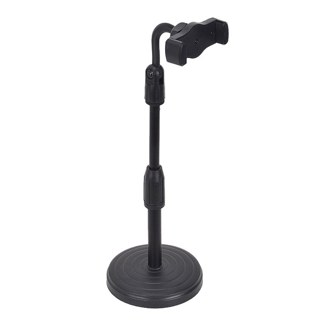 2 in 1 Mobile Phone Holder Tablet Stand Desk 360 Rotate for Desktop Live Streaming Overhead Shoot Video Round Base