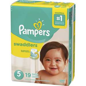 Pañales Swaddlers al por Mayor, Talla 5, Paquete Jumbo de 19 Unidades, Blancos, de Tela No Tejida, Mantas Estampadas con Corazones - Product Image 1