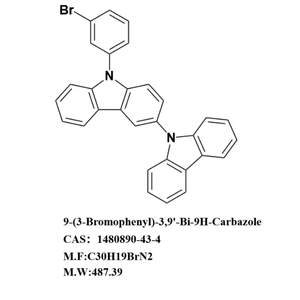 OLED Intermediate CAS:1480890-43-4 yüksek saflık 98% 9-(3-bromofenil)-3,9 '-Bi-9H-Carbazole bilimsel araştırma için - Product Image 2