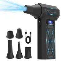 Souffleur puissant 110000 tr/min, turbojet réglable à 4 vitesses avec lumière LED, affichage de la batterie, air comprimé sans fil avec brosse de nettoyage