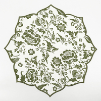 Napperons festonnés floraux verts bohèmes en forme de lotus, tapis de table tissés pour cuisine vintage, mariage, fête, et usage quotidien