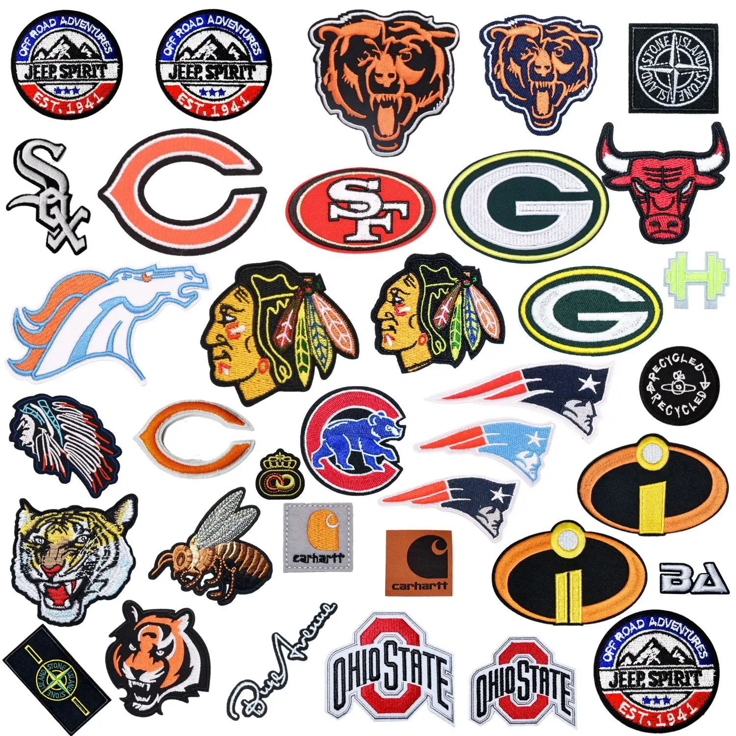 High Quality Embroidery Patches Iron On Patches Yiwu Free Sample Iron On Hat Patches