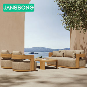 लक्जरी होटल टेक लकड़ी के सोफे के बाहर फर्नीचर सेट गार्डन सोफे सेट गार्डन आउटडोर फर्नीचर आधुनिक रिसॉर्ट आउटडोर फर्नीचर सेट आधुनिक रिसॉर्ट आउटडोर सोफा - Product Image 4