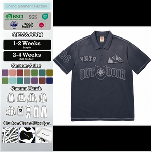 T-shirt en coton épais personnalisé OEM, broderie, <span class=keywords><strong>polo</strong></span> en piqué de coton, boutons, t-shirts haute visibilité pour hommes, noir, Camisetas De Portugal Negro - Product Image 1