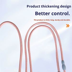 Многофункциональный поводок для собак с двумя крючками, цветной нейлоновый шнур, мягкая ручка из пены EVA, взрывобезопасный, для ношения на поясе, без рук - Product Image 4