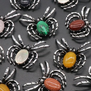 Healing Reiki Natural amatista cuarzo rosa ovalado piedra caída araña plateada multifuncional cristal colgante collar broche - Product Image 2
