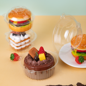 Disposable Transparent <strong>Plastic</strong> Pastry <strong>Box</strong> with Round <strong>Cat</strong> Head Recyclable Food Storage for Sushi Salad Donut Puff Buckle Closure - Product Image 2
