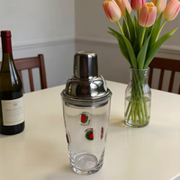 Nouveau design, couvercle argenté, verre à vin style américain/mexicain avec effet confettis ambrés et points ambrés, shaker à cocktail pour bar