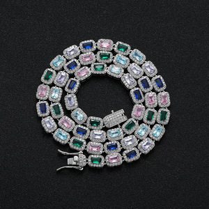 <span class=keywords><strong>Hip</strong></span>-<span class=keywords><strong>Hop</strong></span> <span class=keywords><strong>Rap</strong></span> grande gemma bracciale moda 5A zircone glassato in vero oro placcato collana di gioielli colorati - Product Image 6