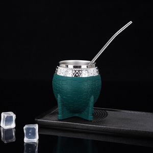 8oz Leather <strong>Argentina</strong> Mate Cup Stainless Steel 304 <strong>Yerba</strong> Mate Gourd Vacuum Insulated Stainless Steel <strong>yerba</strong> mate cup leather - Product Image 5