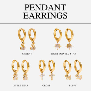 New Ins 5 Styles Fashion Hoop Earrings Set High Quality PVD Plated 18k Gold <strong>Stainless</strong> <strong>Steel</strong> Earrings <strong>Jewelry</strong> Zircon Earrings - Product Image 5