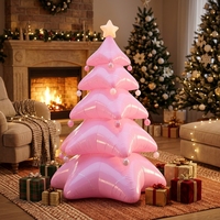 Sapin de Noël gonflable rose rêveur multicouche avec décorations de perles pour décoration intérieure et extérieure, accessoire de présentation