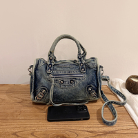 Sac à main en jean tendance style Boston, chic vintage unique, sacs bandoulière ajustables